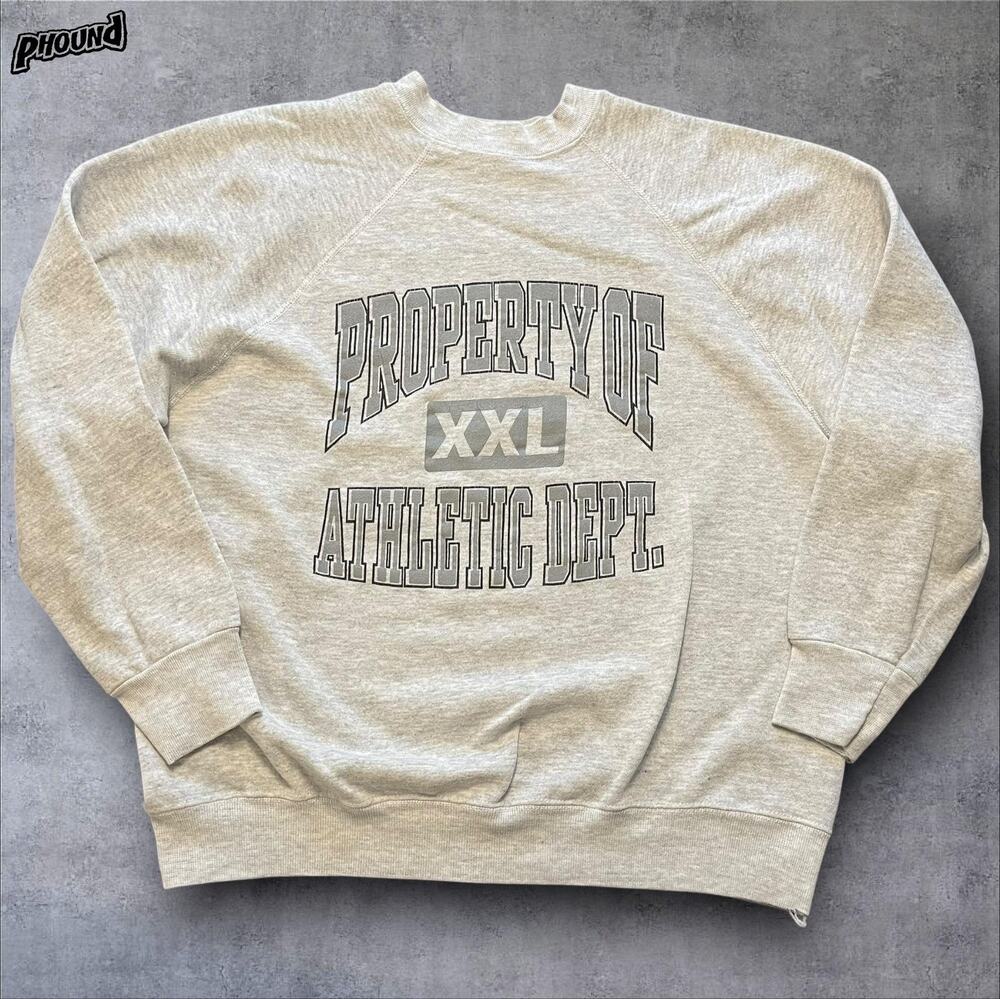 Tultex Sweatshirt Mens Large Gray Crewneck Raglan Property Of Athletic Dept